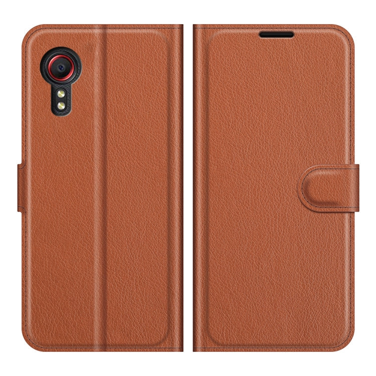 LITCHI Knižkové puzdro pre Samsung Galaxy Xcover 5 - tmavo hnedé