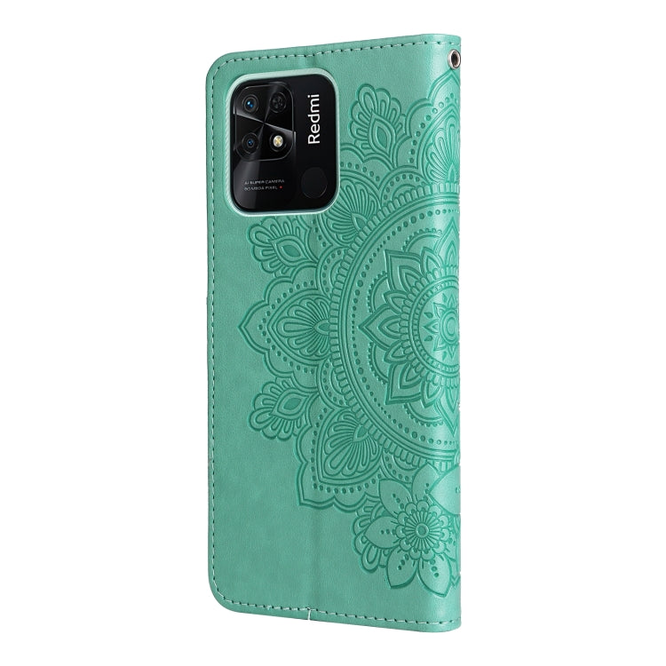 FLOWER Knižkové puzdro pre Xiaomi Redmi 10C - zelené