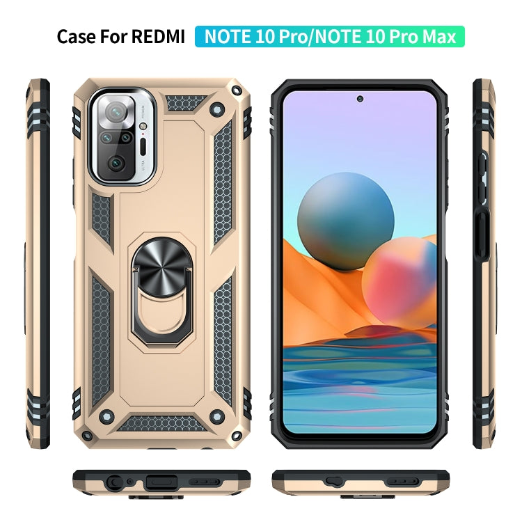 RING ARMOR Tvrdený kryt pre Xiaomi Redmi Note 10 Pro - zlatý
