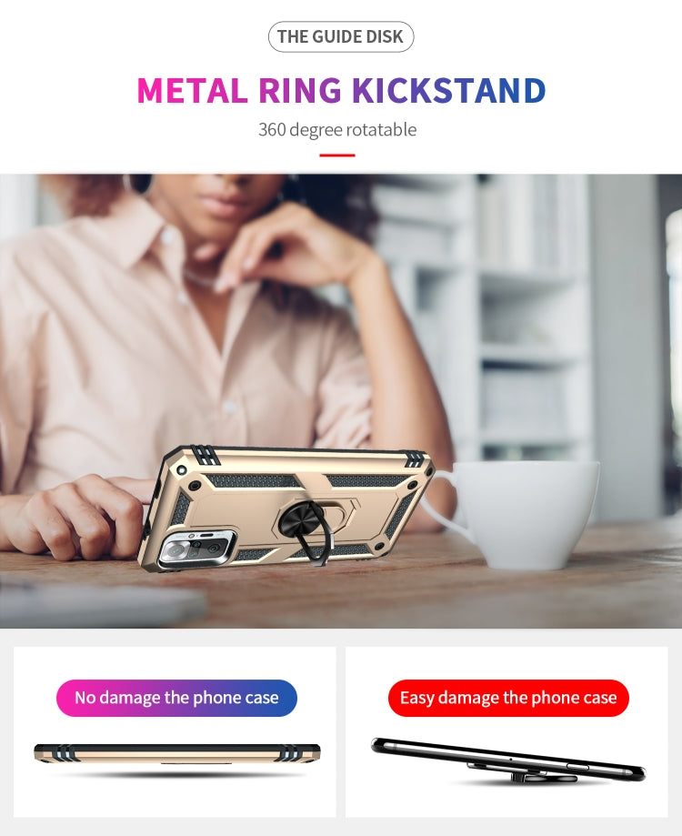 RING ARMOR Tvrdený kryt pre Xiaomi Redmi Note 10 Pro - zlatý