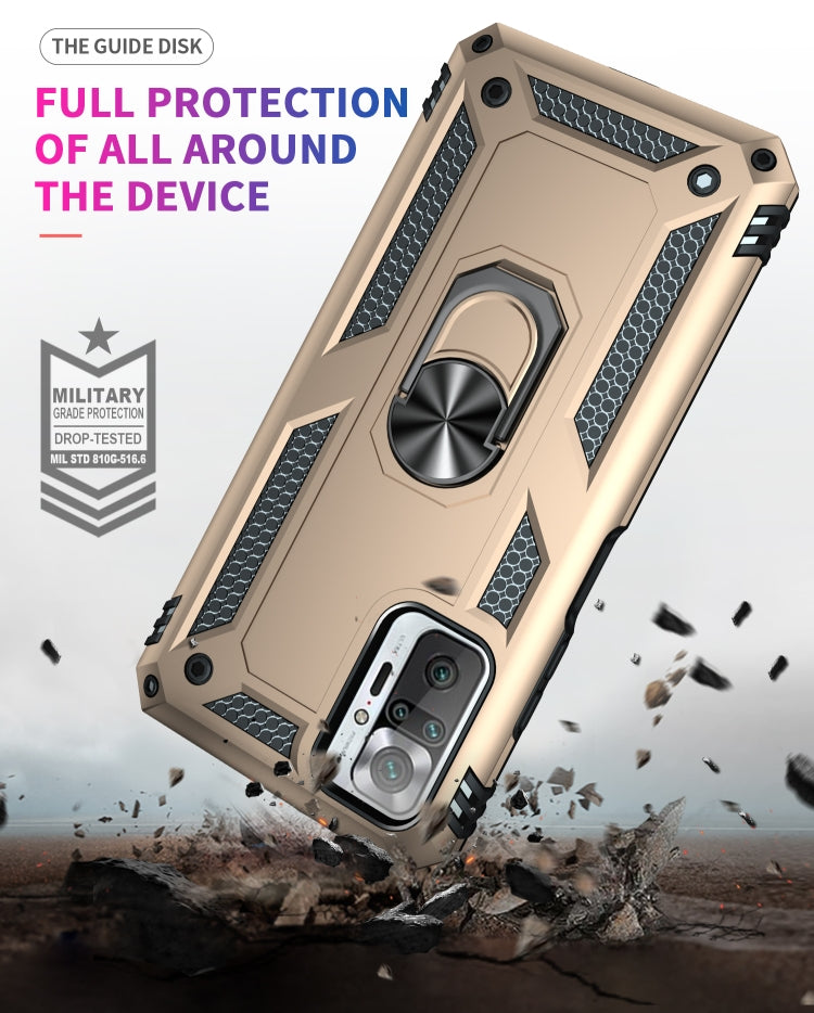 RING ARMOR Tvrdený kryt pre Xiaomi Redmi Note 10 Pro - zlatý
