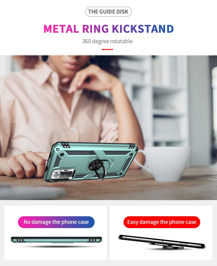 RING ARMOR Tvrdený kryt pre Xiaomi Redmi Note 10 Pro - zelený