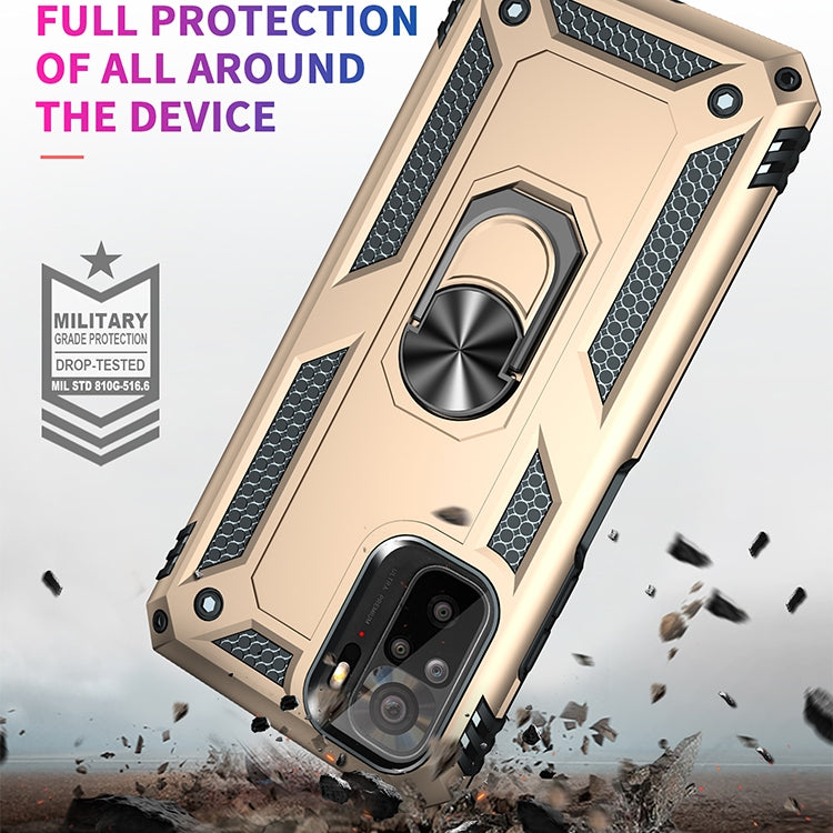 RING ARMOR Tvrdený kryt pre Xiaomi Redmi Note 10 / Note 10s - zlatý