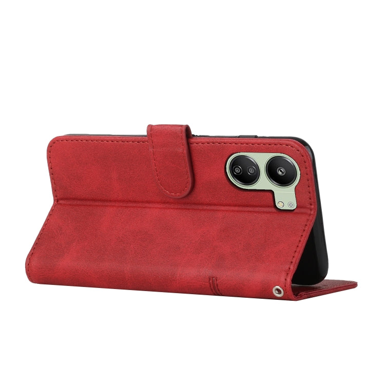 STITCHING Knižkové puzdro pre Xiaomi Redmi 13C - červené