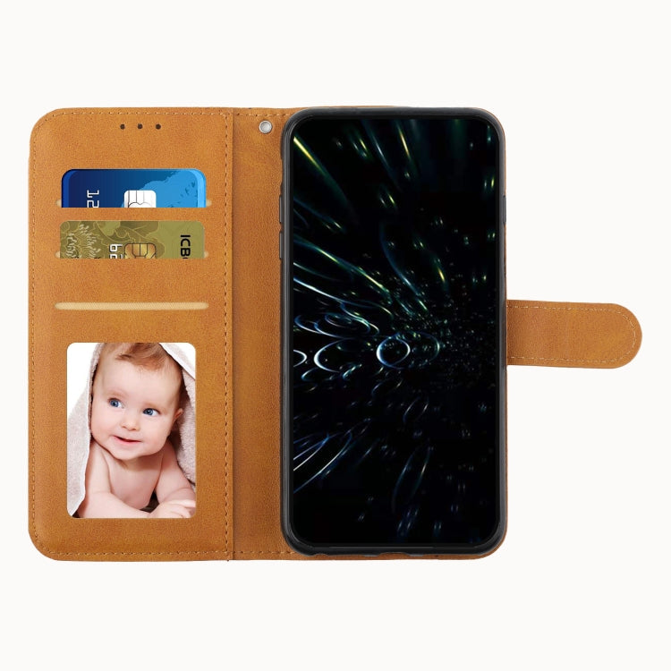 STITCHING Knižkové puzdro pre Xiaomi Redmi 13C - svetlo hnedé