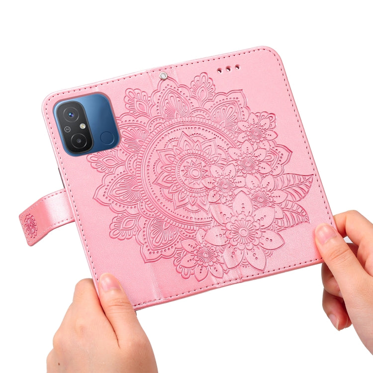 FLOWER Knižkové puzdro pre Xiaomi Redmi 12C - ružové