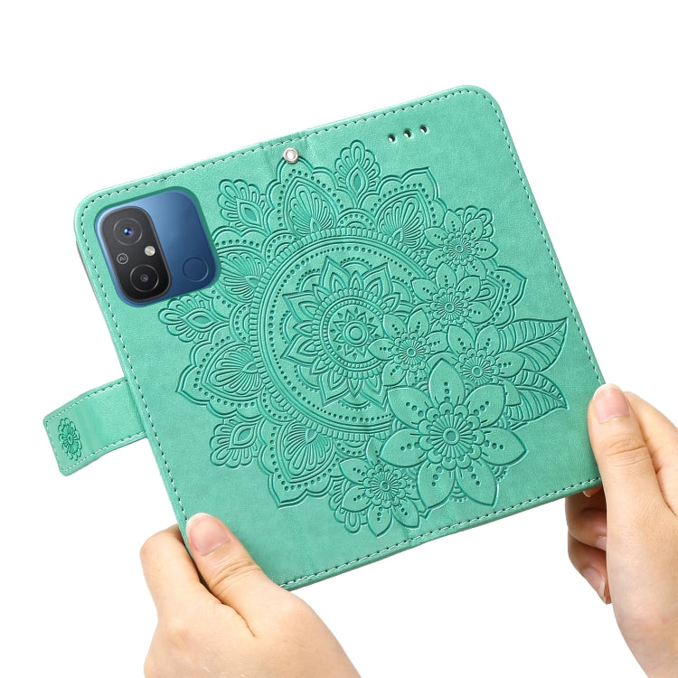 FLOWER Knižkové puzdro pre Xiaomi Redmi 12C - zelené
