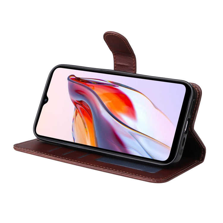 CALF Knižkové puzdro pre Xiaomi Redmi 12C - tmavo hnedé