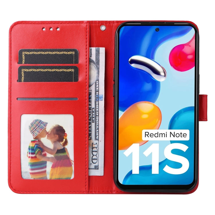 FLOWER Knižkové puzdro pre Xiaomi Redmi Note 11 / Note 11S - červené