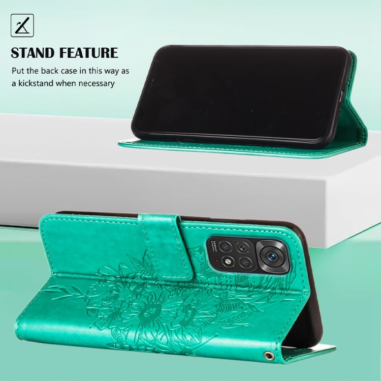 BUTTERFLY Knižkové puzdro pre Xiaomi Redmi Note 11 / Note 11S - zelené
