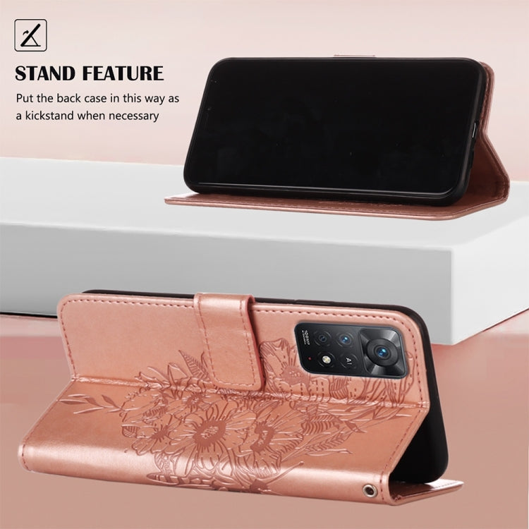 BUTTERFLY Knižkové puzdro pre Xiaomi Redmi Note 11 Pro 5G / Note 11 Pro - ružové