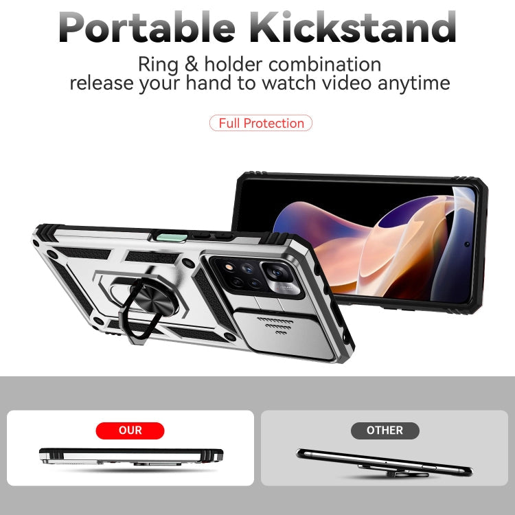 SLIDING ARMOR Tvrdený kryt pre Xiaomi Redmi Note 11 Pro 5G / Note 11 Pro - sivý