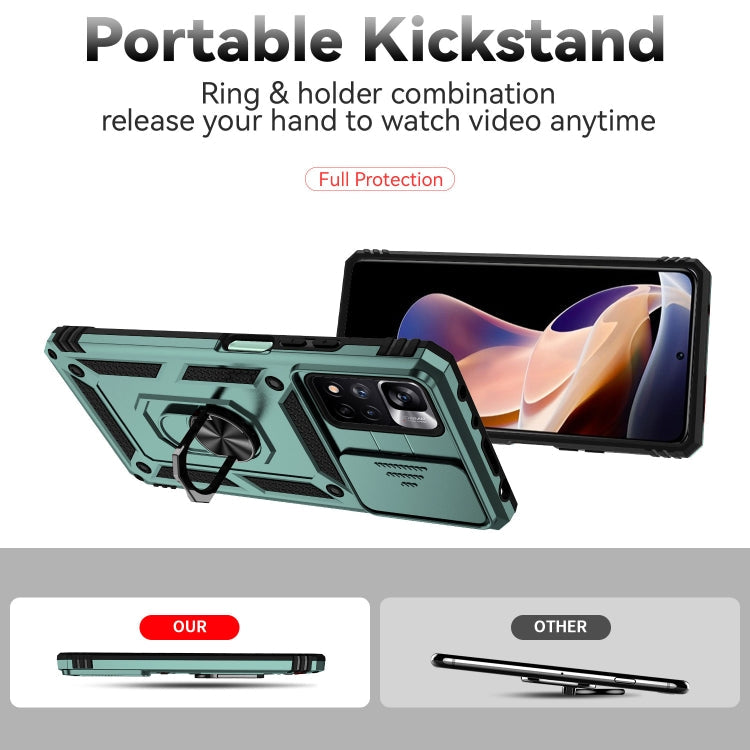 SLIDING ARMOR Tvrdený kryt pre Xiaomi Redmi Note 11 Pro 5G / Note 11 Pro - zelený
