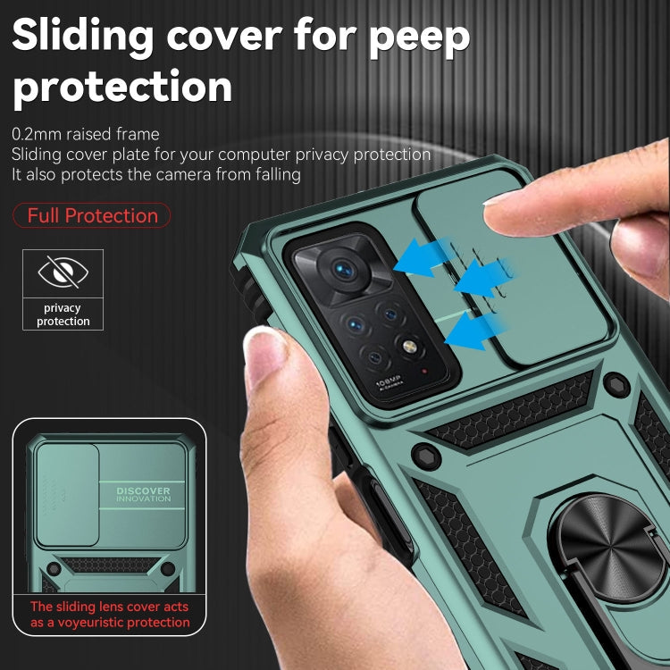 SLIDING ARMOR Tvrdený kryt pre Xiaomi Redmi Note 11 Pro 5G / Note 11 Pro - zelený