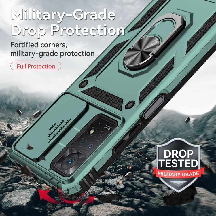 SLIDING ARMOR Tvrdený kryt pre Xiaomi Redmi Note 11 Pro 5G / Note 11 Pro - zelený