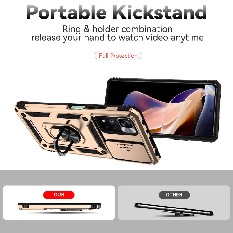 SLIDING ARMOR Tvrdený kryt pre Xiaomi Redmi Note 11 Pro 5G / Note 11 Pro - zlatý
