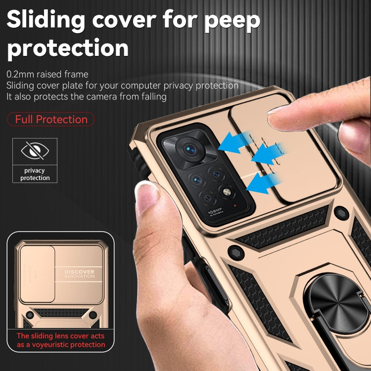 SLIDING ARMOR Tvrdený kryt pre Xiaomi Redmi Note 11 Pro 5G / Note 11 Pro - zlatý