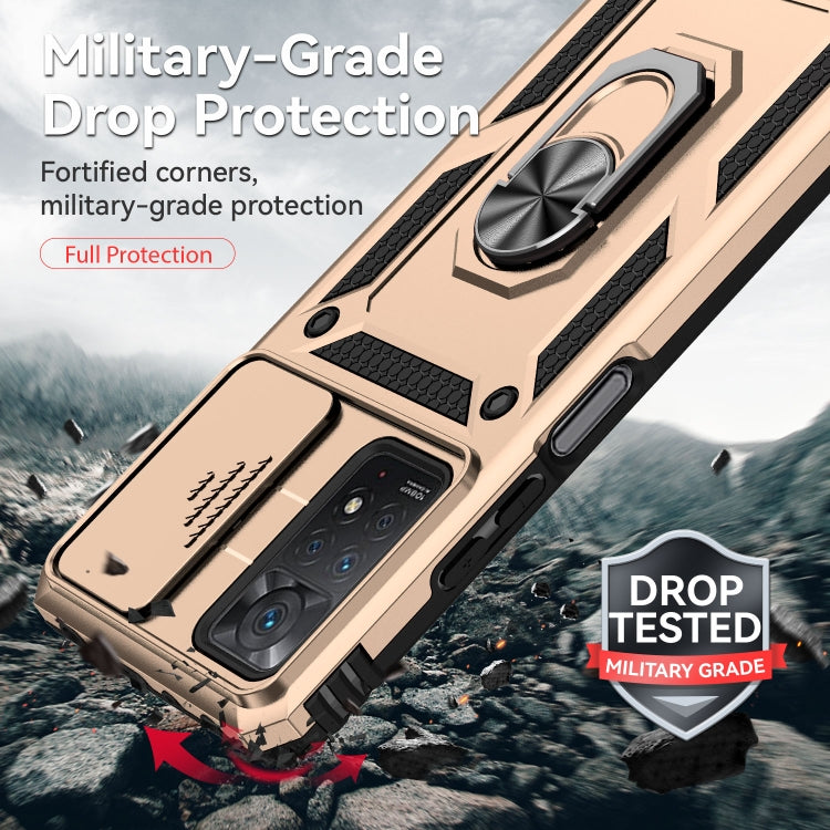 SLIDING ARMOR Tvrdený kryt pre Xiaomi Redmi Note 11 Pro 5G / Note 11 Pro - zlatý