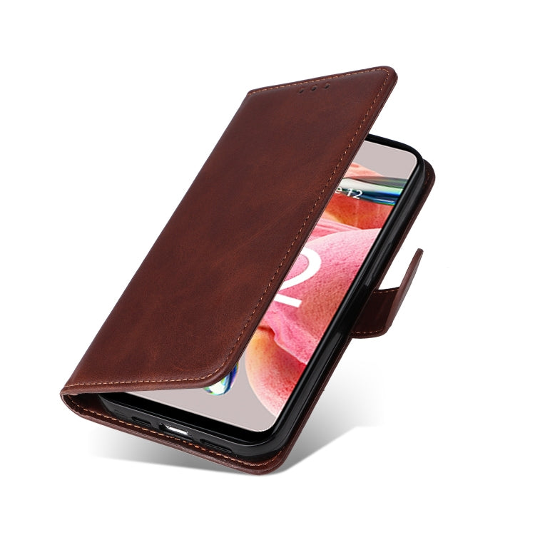 CALF Knižkové puzdro pre Xiaomi Redmi Note 12 4G - tmavo hnedé