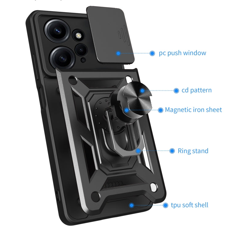 SLIDING ARMOR Tvrdený kryt pre Xiaomi Redmi Note 12 4G - čierny