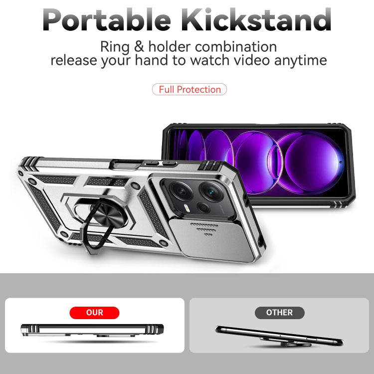 SLIDING ARMOR Tvrdený kryt pre Xiaomi Redmi Note 12 5G - sivý