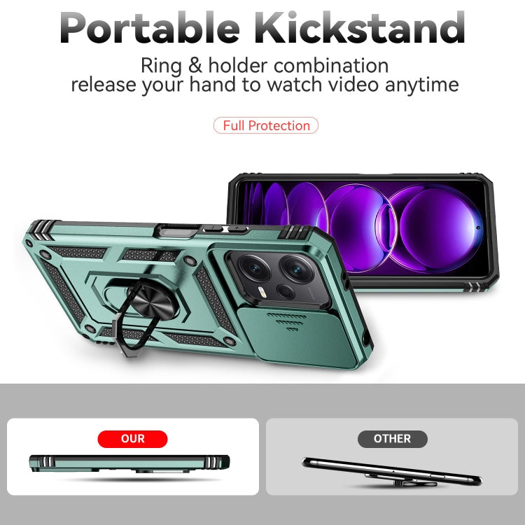 SLIDING ARMOR Tvrdený kryt pre Xiaomi Redmi Note 12 5G - zelený