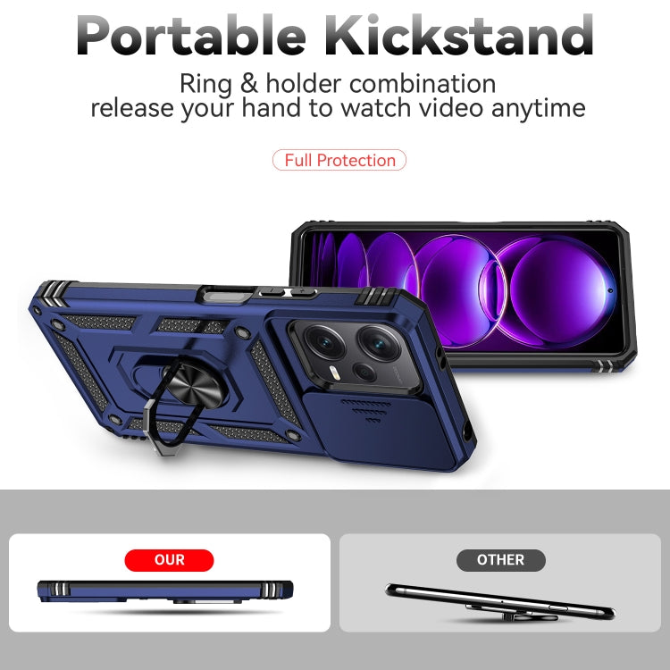 SLIDING ARMOR Tvrdený kryt pre Xiaomi Redmi Note 12 5G - modrý