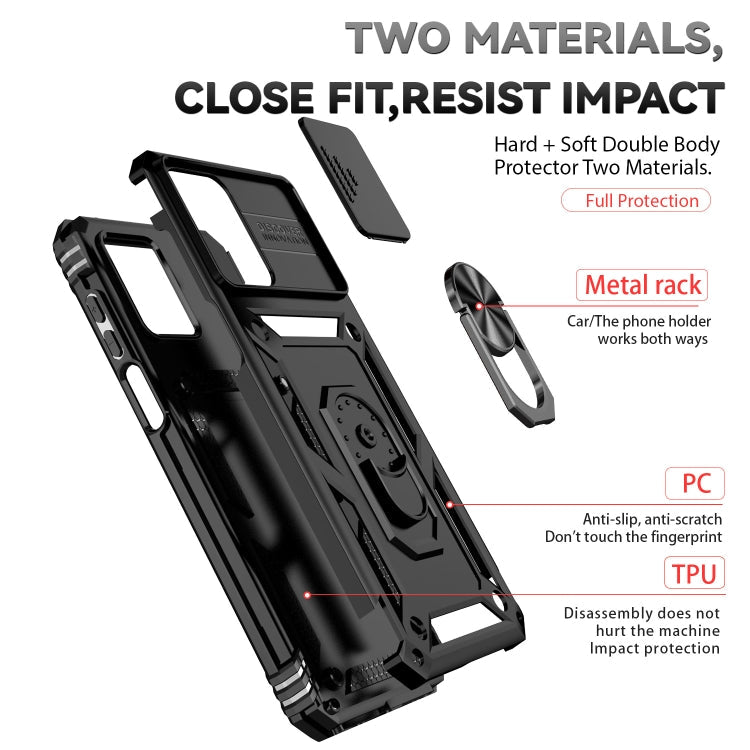 SLIDING ARMOR Tvrdený kryt pre Xiaomi Redmi Note 12 5G - čierny