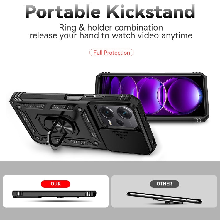 SLIDING ARMOR Tvrdený kryt pre Xiaomi Redmi Note 12 5G - čierny