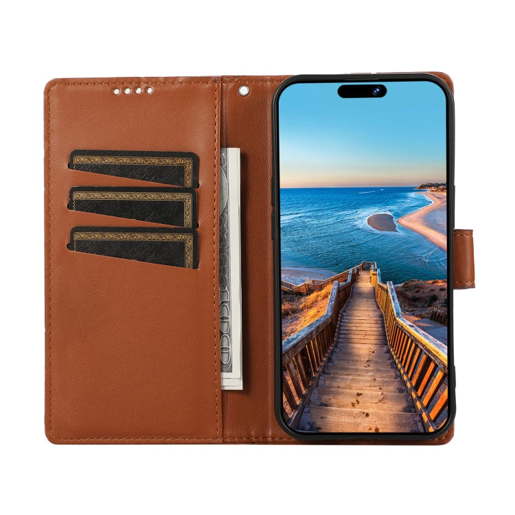 STITCHING Knižkové puzdro pre Xiaomi Redmi Note 12 Pro 5G - hnedé