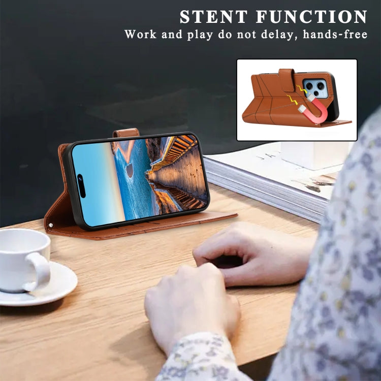 STITCHING Knižkové puzdro pre Xiaomi Redmi Note 12 Pro 5G - hnedé