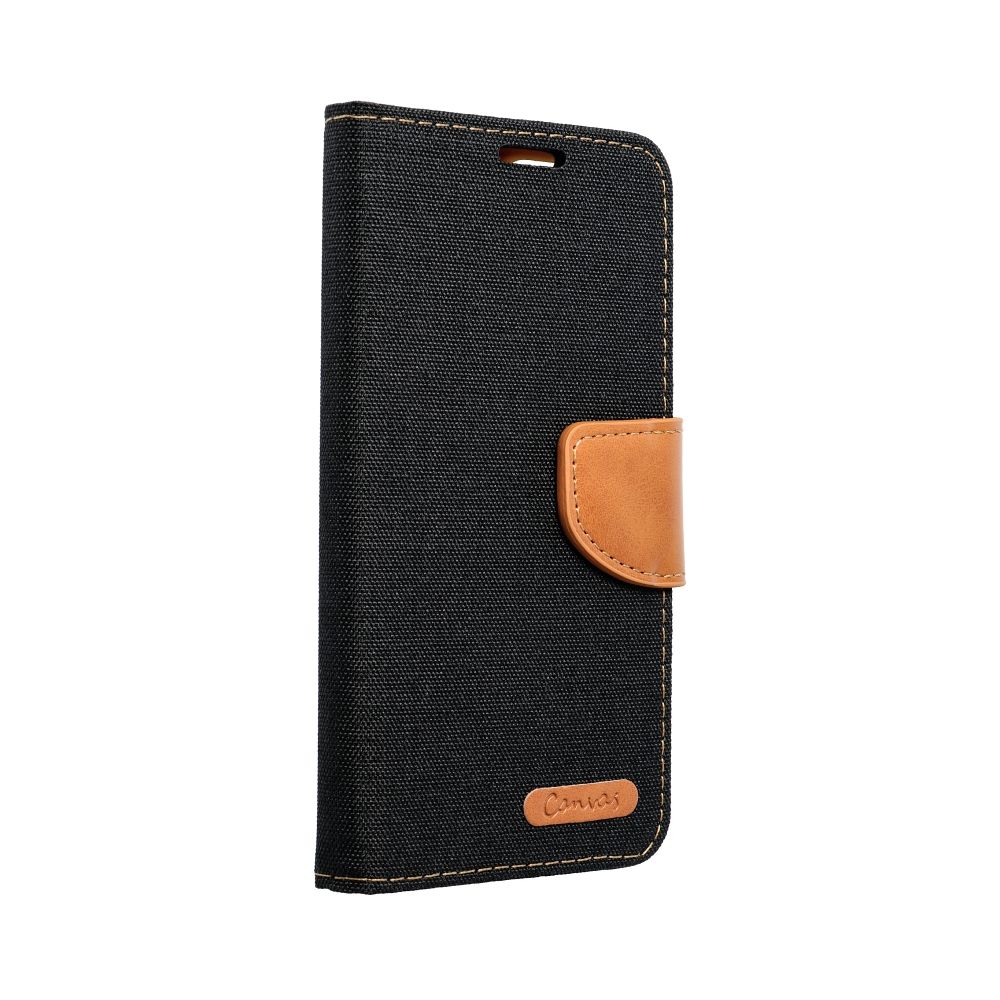 SKLO + PUZDRO 2v1 pre Xiaomi Redmi 13C - Knižkové puzdro CANVAS čierno hnedé