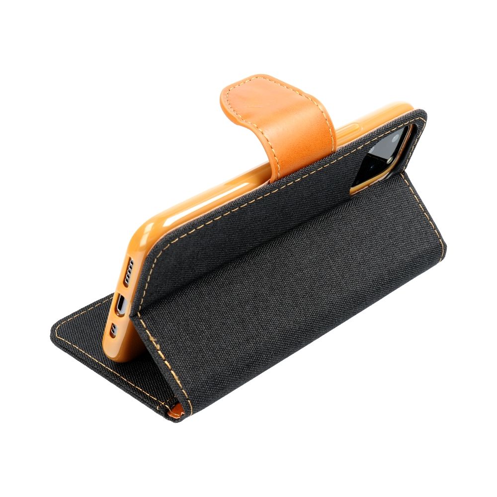 SKLO + PUZDRO 2v1 pre Xiaomi Redmi 13C - Knižkové puzdro CANVAS čierno hnedé
