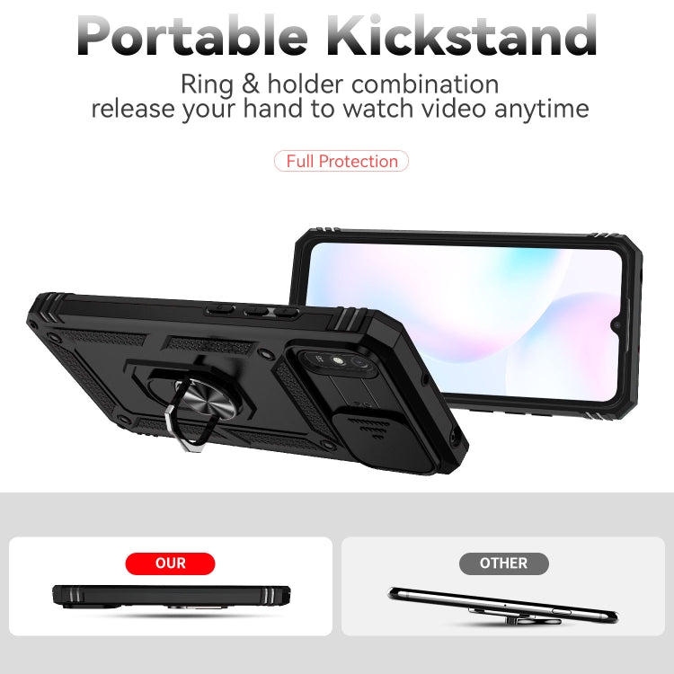 SLIDING ARMOR Tvrdený kryt pre Xiaomi Redmi 9A / 9AT - čierny