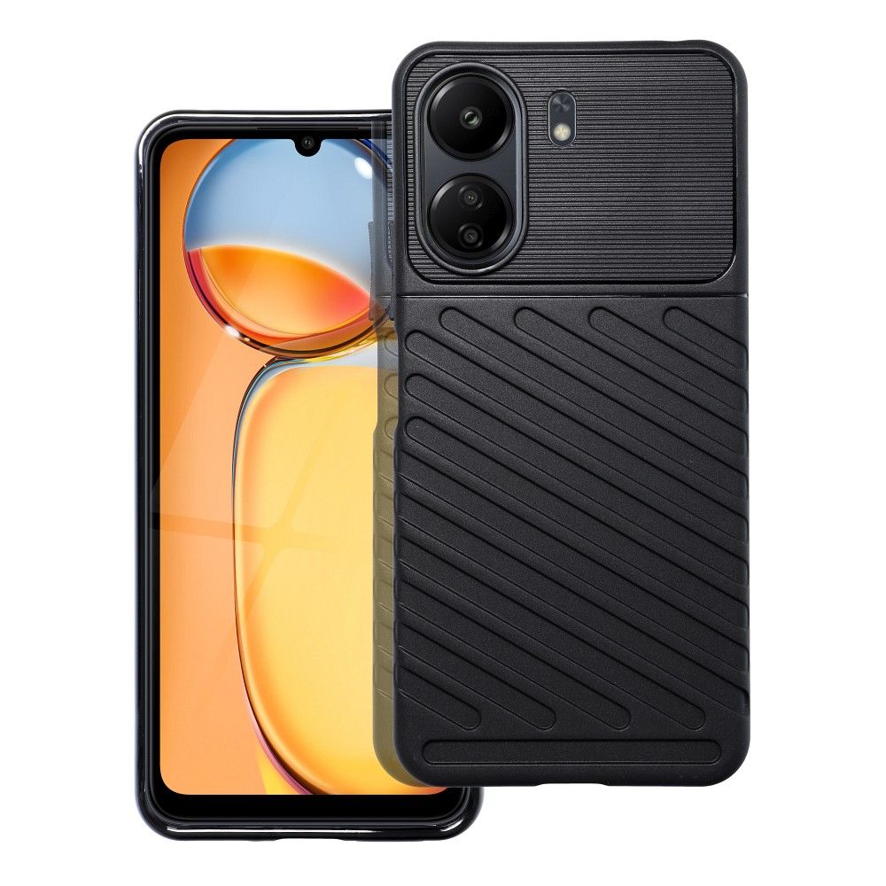 SKLO + KRYT 2v1 pre Xiaomi Redmi 13C - Tvrdený THUNDER čierny