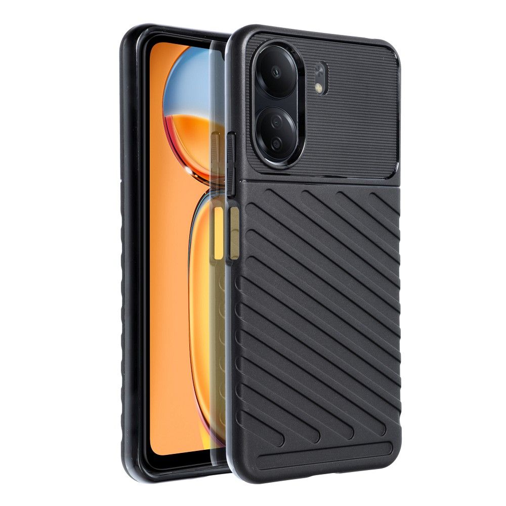 Tvrdený Zadný kryt pre Xiaomi Redmi 13C - THUNDER čierny