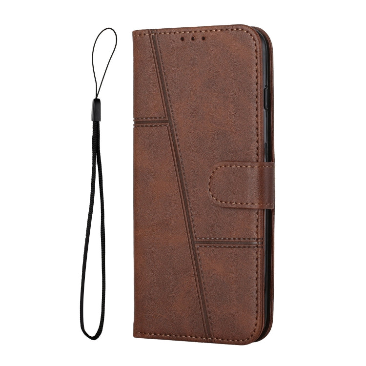 STITCHING Knižkové puzdro pre Xiaomi Redmi A1 / Redmi A2 - tmavo hnedé
