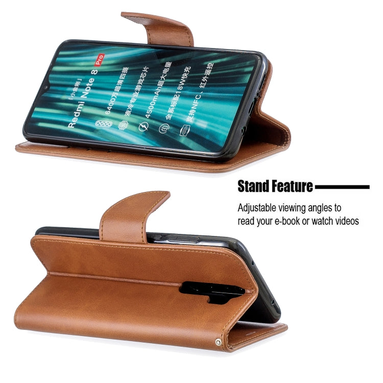LAMBSKIN Knižkové puzdro pre Xiaomi Redmi Note 8 Pro - tmavo hnedé