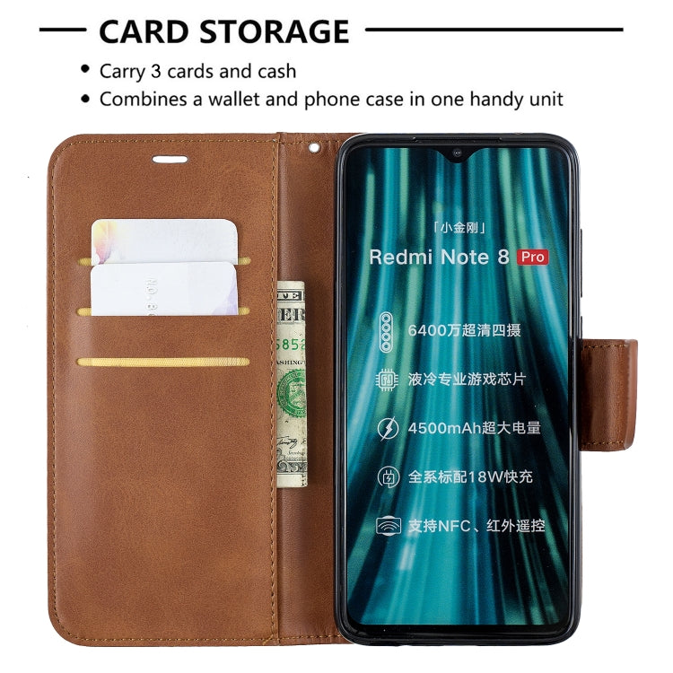 LAMBSKIN Knižkové puzdro pre Xiaomi Redmi Note 8 Pro - tmavo hnedé