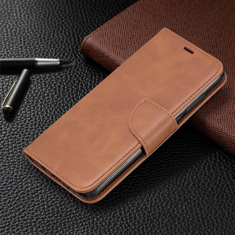 LAMBSKIN Knižkové puzdro pre Xiaomi Redmi Note 8 Pro - tmavo hnedé