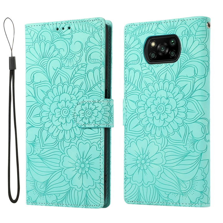 FLOWER Knižkové puzdro pre Xiaomi Poco X3 NFC / X3 Pro - zelené