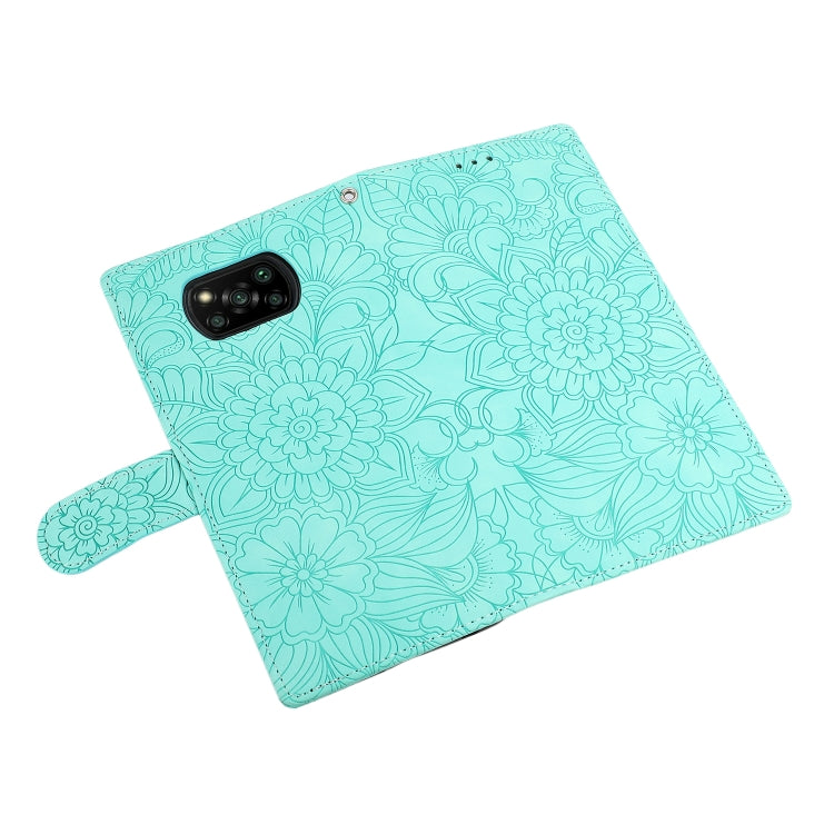 FLOWER Knižkové puzdro pre Xiaomi Poco X3 NFC / X3 Pro - zelené