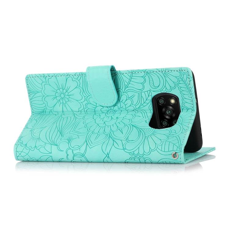 FLOWER Knižkové puzdro pre Xiaomi Poco X3 NFC / X3 Pro - zelené