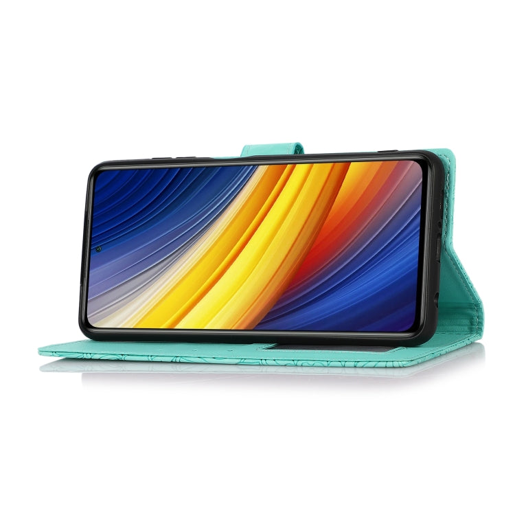 FLOWER Knižkové puzdro pre Xiaomi Poco X3 NFC / X3 Pro - zelené