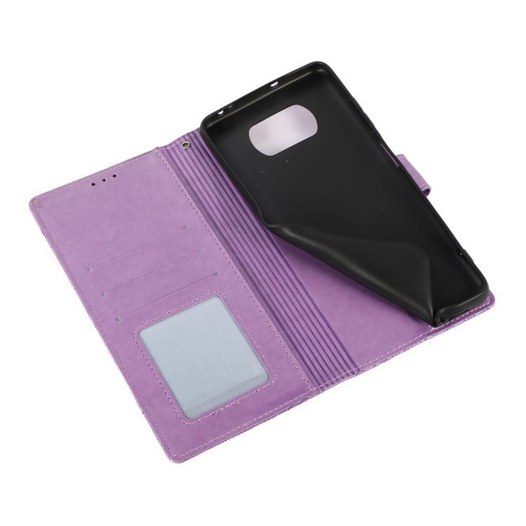 FLOWER Knižkové puzdro pre Xiaomi Poco X3 NFC / X3 Pro - fialové