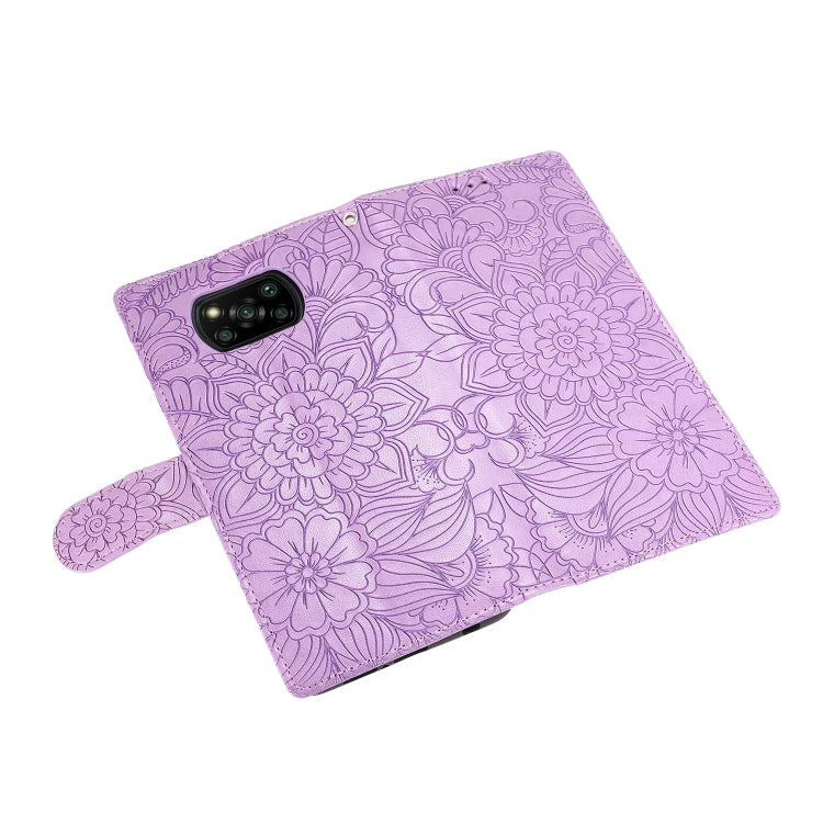 FLOWER Knižkové puzdro pre Xiaomi Poco X3 NFC / X3 Pro - fialové