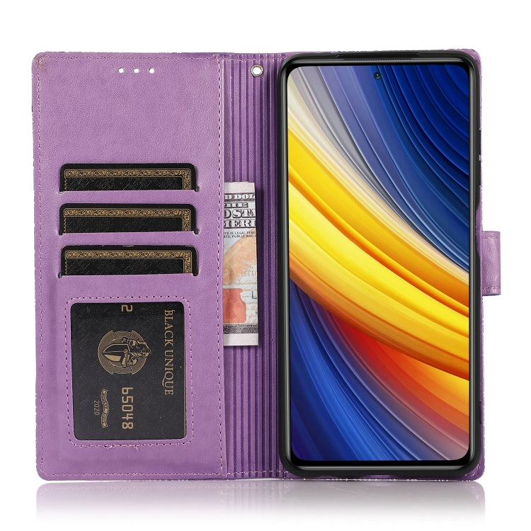 FLOWER Knižkové puzdro pre Xiaomi Poco X3 NFC / X3 Pro - fialové