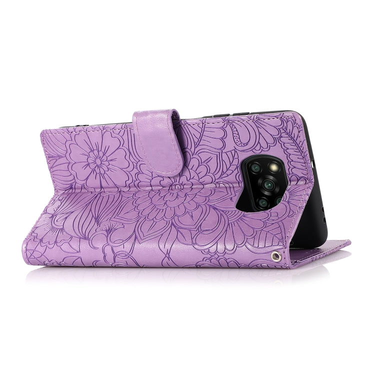 FLOWER Knižkové puzdro pre Xiaomi Poco X3 NFC / X3 Pro - fialové