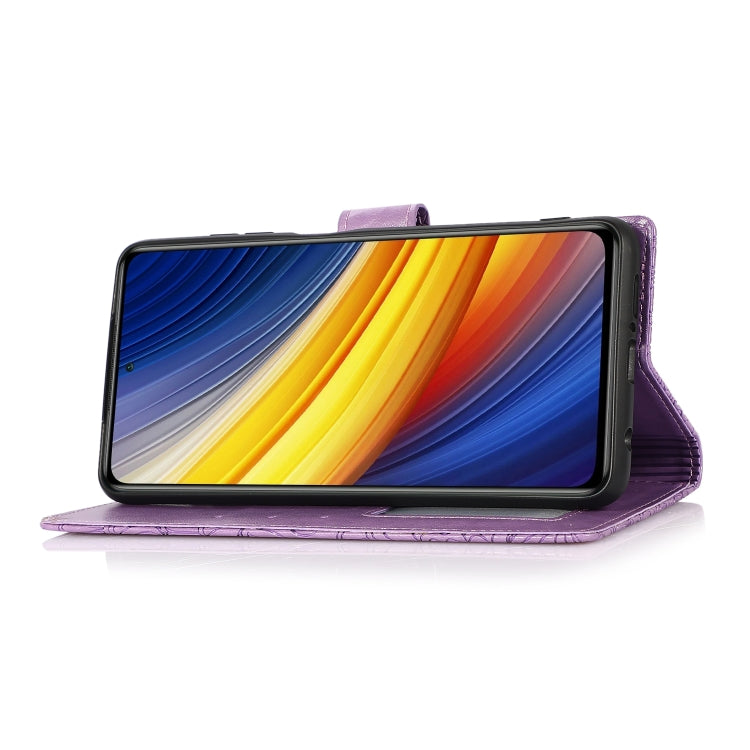 FLOWER Knižkové puzdro pre Xiaomi Poco X3 NFC / X3 Pro - fialové