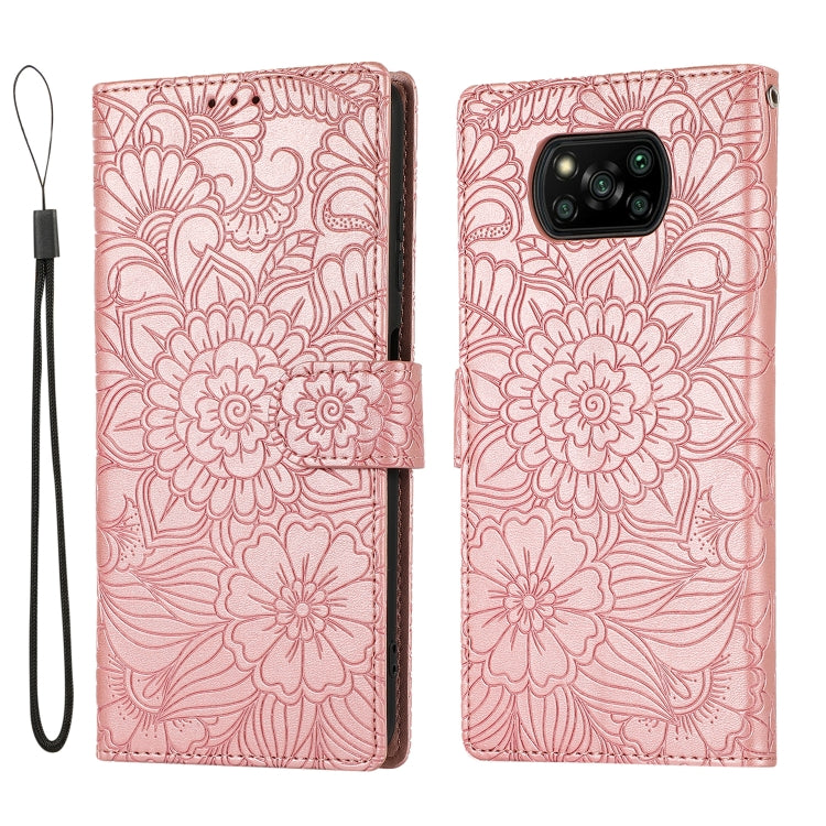 FLOWER Knižkové puzdro pre Xiaomi Poco X3 NFC / X3 Pro - ružové
